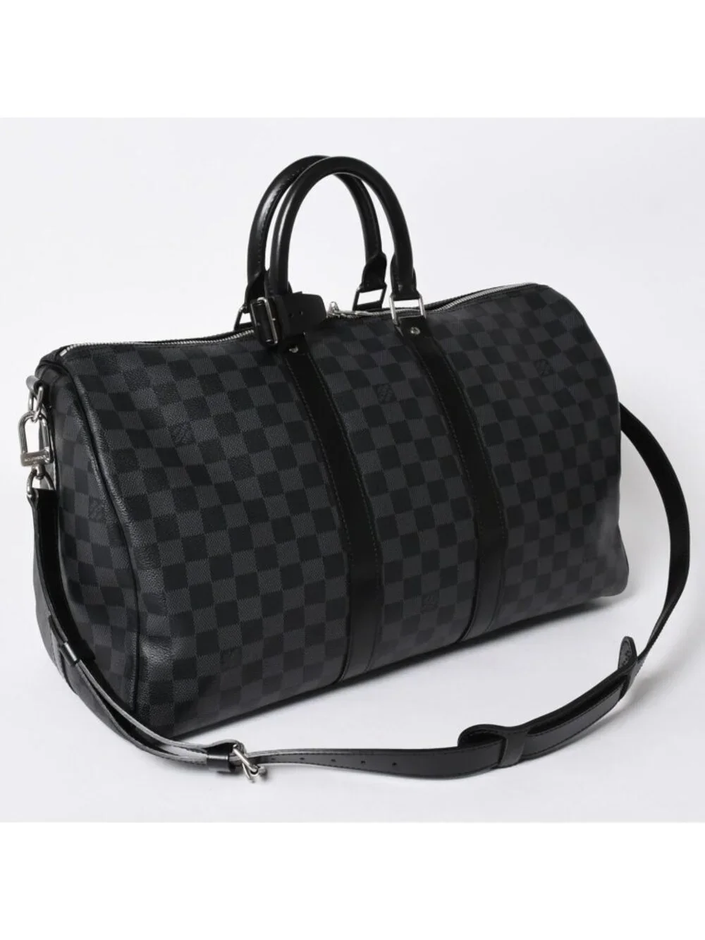 Louis Vuitton Keepall Bandouliere 45 Monogram Eclipse Canvas Black Leather